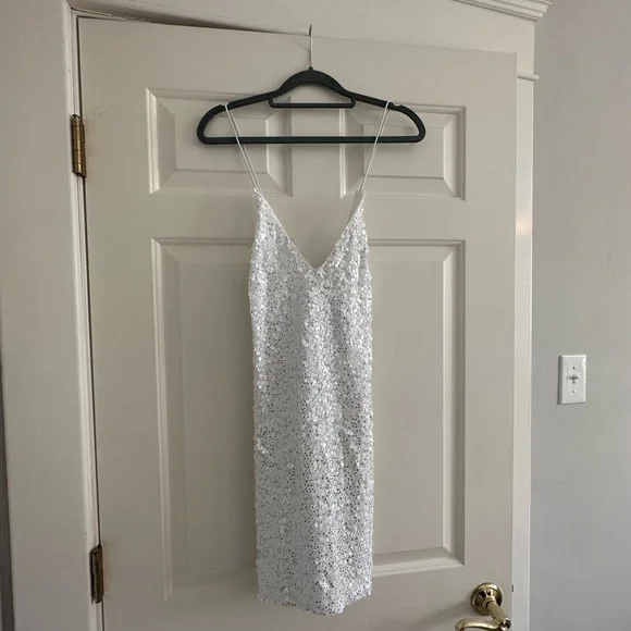 blue dress for baby girl Moon And Back Boucle Sequin Maxi Dress White